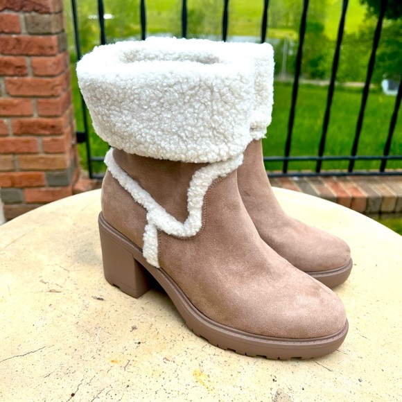 Just Fab Taupe Ellie Trim Supra Trim Lug Sole Boots - Picture 2 of 11